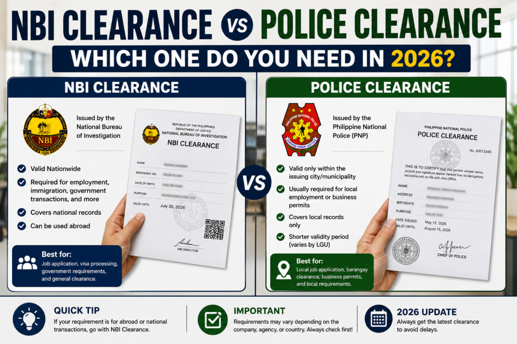 NBI Clearance vs Police Clearance: Which One Do You Need in 2026?